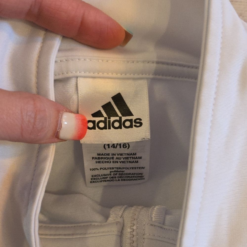 Adidas Kids White Jacket with Black Stripes - Picture 2 of 7